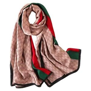 Silk-Emulation Large Oblong Scarf